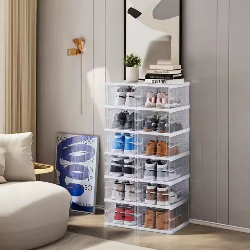 Caixa De Sapato Dobrável Armazenamento Transparentes