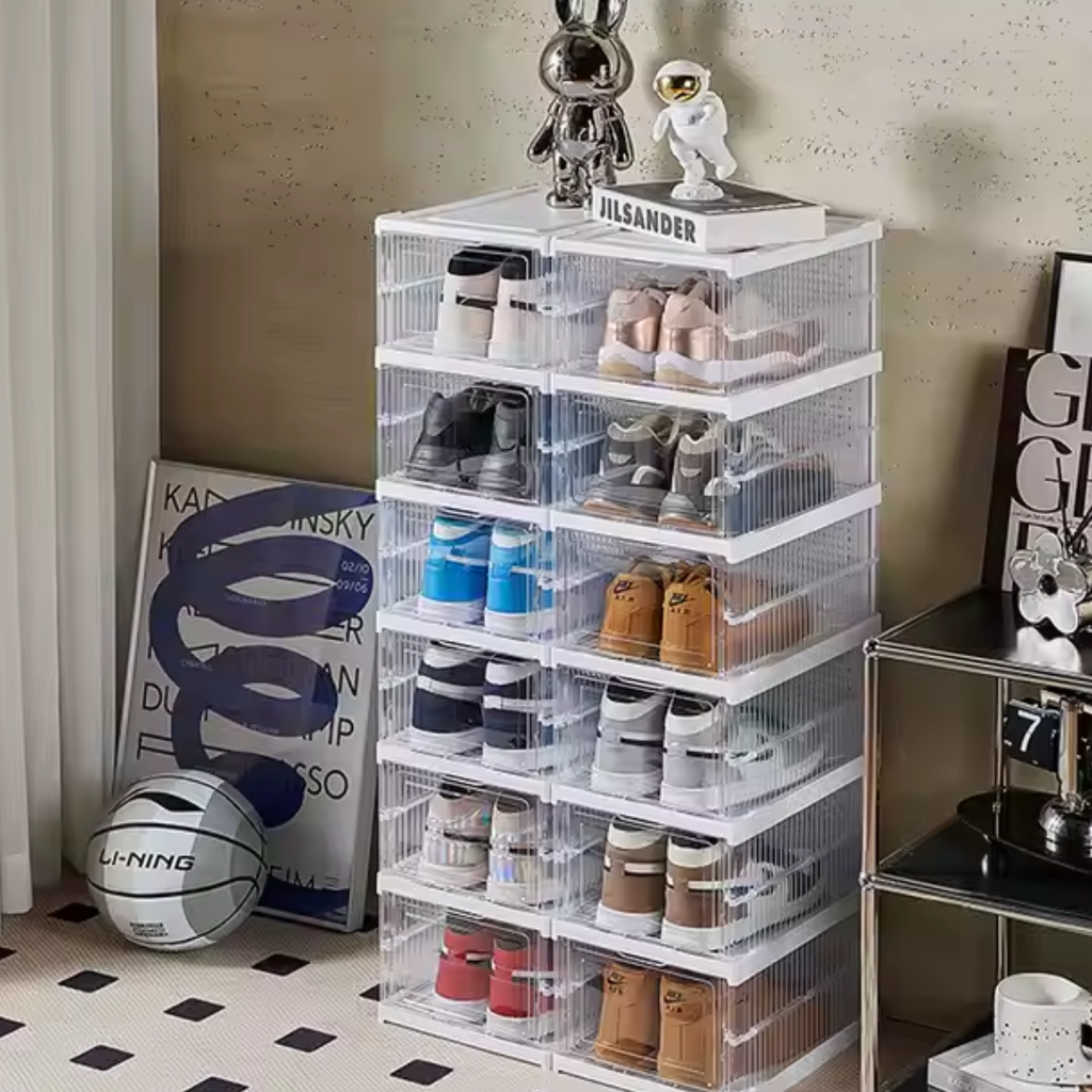 Caixa De Sapato Dobrável Armazenamento Transparentes