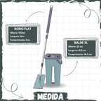 Mop Flat com Balde 6L | 2 Refis e Cabo Extensível Inox